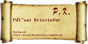 Pávai Krisztofer névjegykártya